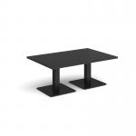 Brescia rectangular coffee table with flat square black bases 1200mm x 800mm - Black BCR1200-K-BK