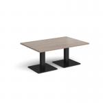 Brescia rectangular coffee table with flat square black bases 1200mm x 800mm - barcelona walnut BCR1200-K-BW