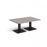 Brescia rectangular coffee table with flat square black bases 1200mm x 800mm - grey oak BCR1200-K-GO