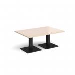 Brescia rectangular coffee table with flat square black bases 1200mm x 800mm - maple