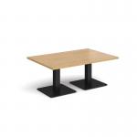 Brescia rectangular coffee table with flat square black bases 1200mm x 800mm - oak