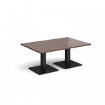 Brescia rectangular coffee table with flat square black bases 1200mm x 800mm - walnut BCR1200-K-W