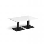 Brescia rectangular coffee table with flat square black bases 1200mm x 800mm - white BCR1200-K-WH