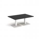 Brescia rectangular coffee table with flat square white bases 1200mm x 800mm - Black BCR1200-WH-BK