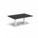 Brescia rectangular coffee table with flat square white bases 1200mm x 800mm - Black BCR1200-WH-BK