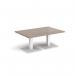 Brescia rectangular coffee table with flat square white bases 1200mm x 800mm - barcelona walnut BCR1200-WH-BW