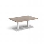 Brescia rectangular coffee table with flat square white bases 1200mm x 800mm - barcelona walnut BCR1200-WH-BW