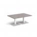 Brescia rectangular coffee table with flat square white bases 1200mm x 800mm - grey oak BCR1200-WH-GO