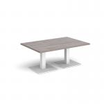 Brescia rectangular coffee table with flat square white bases 1200mm x 800mm - grey oak BCR1200-WH-GO