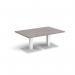 Brescia rectangular coffee table with flat square white bases 1200mm x 800mm - grey oak