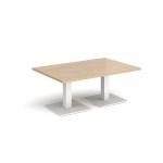 Brescia rectangular coffee table with flat square white bases 1200mm x 800mm - kendal oak BCR1200-WH-KO