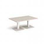 Brescia rectangular coffee table with flat square white bases 1200mm x 800mm - Light Grey BCR1200-WH-LG