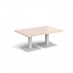 Brescia rectangular coffee table with flat square white bases 1200mm x 800mm - maple BCR1200-WH-M