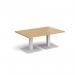 Brescia rectangular coffee table with flat square white bases 1200mm x 800mm - oak BCR1200-WH-O