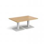 Brescia rectangular coffee table with flat square white bases 1200mm x 800mm - oak