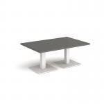 Brescia rectangular coffee table with flat square white bases 1200mm x 800mm - Onyx Grey BCR1200-WH-OG