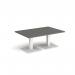 Brescia rectangular coffee table with flat square white bases 1200mm x 800mm - Onyx Grey BCR1200-WH-OG
