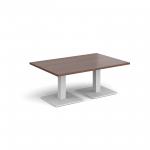Brescia rectangular coffee table with flat square white bases 1200mm x 800mm - walnut