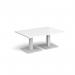 Brescia rectangular coffee table with flat square white bases 1200mm x 800mm - white BCR1200-WH-WH