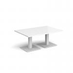Brescia rectangular coffee table with flat square white bases 1200mm x 800mm - white BCR1200-WH-WH