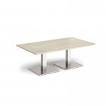 Brescia rectangular coffee table with flat square brushed steel bases 1400mm x 800mm - made to order BCR1400-BS