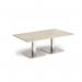 Brescia rectangular coffee table with flat square brushed steel bases 1400mm x 800mm - made to order BCR1400-BS