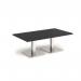 Brescia rectangular coffee table with flat square brushed steel bases 1400mm x 800mm - Black BCR1400-BS-BK