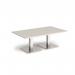 Brescia rectangular coffee table with flat square brushed steel bases 1400mm x 800mm - Light Grey BCR1400-BS-LG