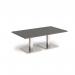 Brescia rectangular coffee table with flat square brushed steel bases 1400mm x 800mm - Onyx Grey BCR1400-BS-OG