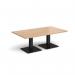 Brescia rectangular coffee table with flat square black bases 1400mm x 800mm - beech BCR1400-K-B