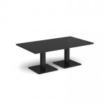 Brescia rectangular coffee table with flat square black bases 1400mm x 800mm - Black BCR1400-K-BK
