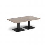 Brescia rectangular coffee table with flat square black bases 1400mm x 800mm - barcelona walnut BCR1400-K-BW