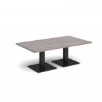 Brescia rectangular coffee table with flat square black bases 1400mm x 800mm - grey oak BCR1400-K-GO