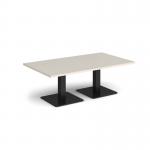 Brescia rectangular coffee table with flat square black bases 1400mm x 800mm - Light Grey BCR1400-K-LG