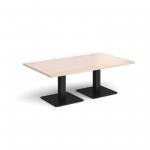 Brescia rectangular coffee table with flat square black bases 1400mm x 800mm - maple