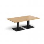 Brescia rectangular coffee table with flat square black bases 1400mm x 800mm - oak