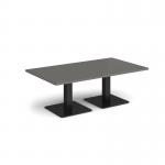 Brescia rectangular coffee table with flat square black bases 1400mm x 800mm - Onyx Grey BCR1400-K-OG