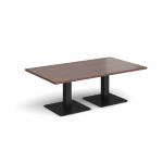 Brescia rectangular coffee table with flat square black bases 1400mm x 800mm - walnut