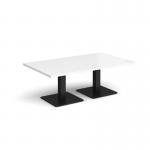 Brescia rectangular coffee table with flat square black bases 1400mm x 800mm - white BCR1400-K-WH