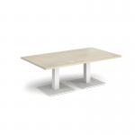 Brescia rectangular coffee table with flat square white bases 1400mm x 800mm - made to order BCR1400-WH