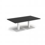 Brescia rectangular coffee table with flat square white bases 1400mm x 800mm - Black BCR1400-WH-BK