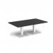 Brescia rectangular coffee table with flat square white bases 1400mm x 800mm - Black BCR1400-WH-BK
