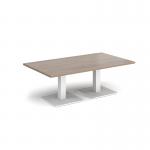 Brescia rectangular coffee table with flat square white bases 1400mm x 800mm - barcelona walnut BCR1400-WH-BW