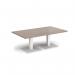 Brescia rectangular coffee table with flat square white bases 1400mm x 800mm - barcelona walnut BCR1400-WH-BW