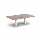 Brescia rectangular coffee table with flat square white bases 1400mm x 800mm - barcelona walnut BCR1400-WH-BW