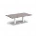 Brescia rectangular coffee table with flat square white bases 1400mm x 800mm - grey oak BCR1400-WH-GO