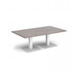 Brescia rectangular coffee table with flat square white bases 1400mm x 800mm - grey oak BCR1400-WH-GO