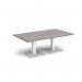 Brescia rectangular coffee table with flat square white bases 1400mm x 800mm - grey oak