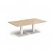 Brescia rectangular coffee table with flat square white bases 1400mm x 800mm - kendal oak BCR1400-WH-KO