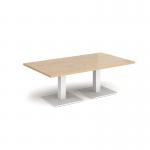 Brescia rectangular coffee table with flat square white bases 1400mm x 800mm - kendal oak BCR1400-WH-KO